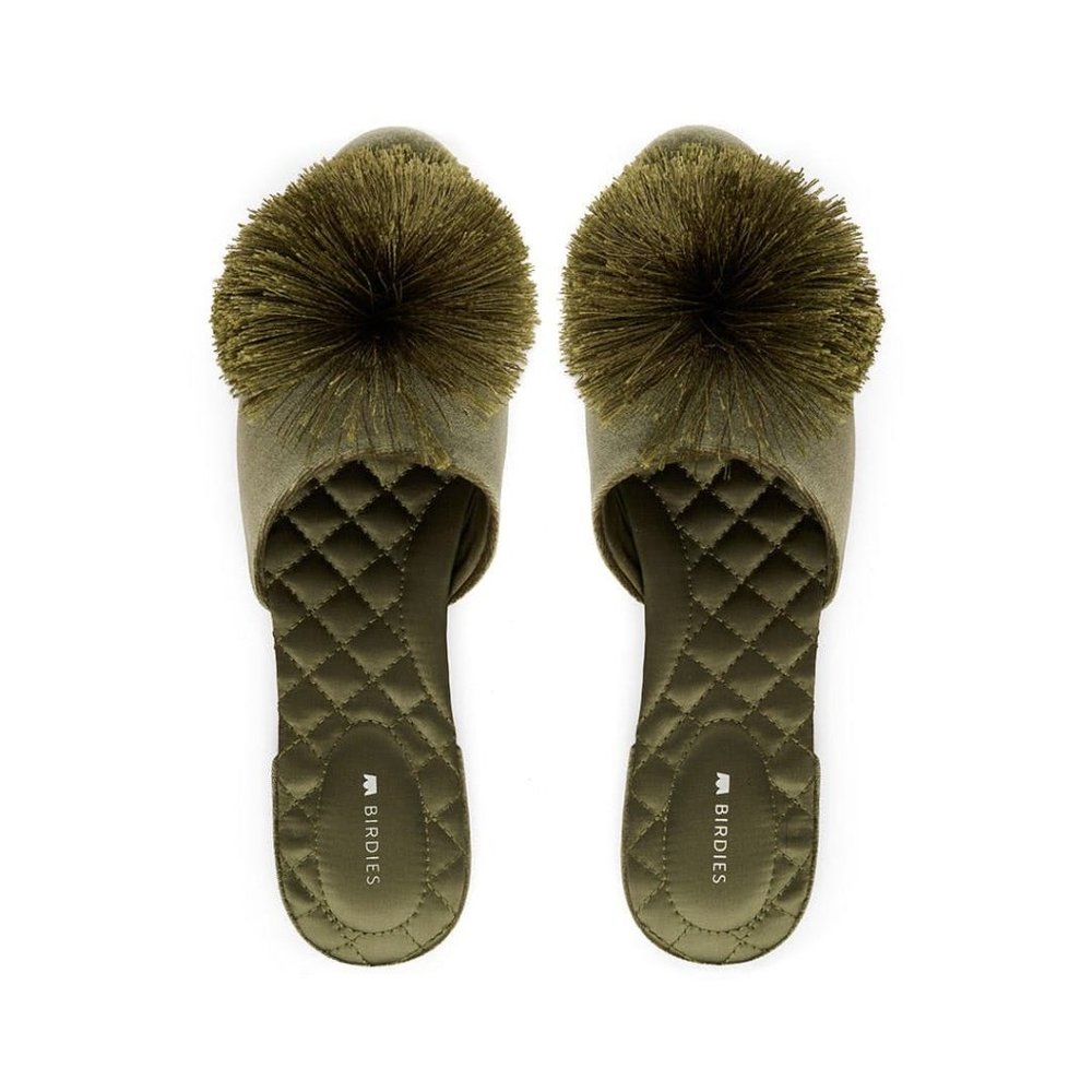 Birdies Shoes The Songbird Slide, Matcha Dark Green Slipper Flats NIB